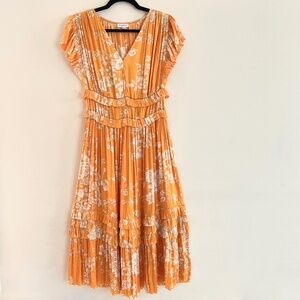 Current Air Pleated Floral Dress Midi Small Fairy Coquette Tea Party Brunch Indi